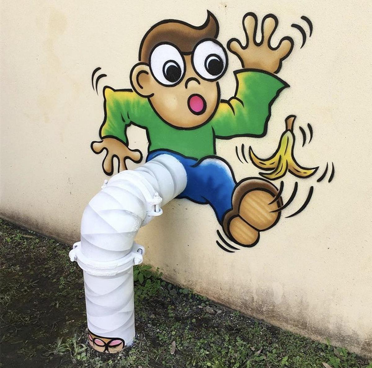 创意水管墙绘,水管彩绘简单又漂亮