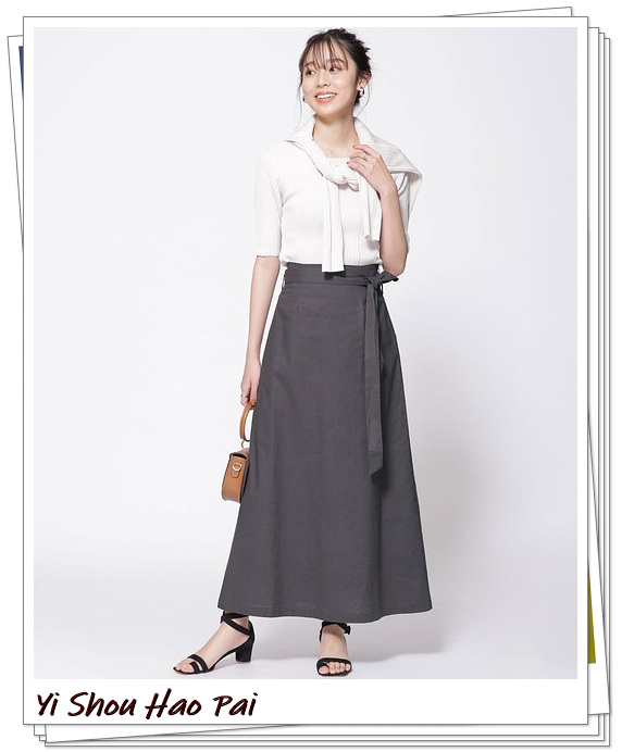 亚麻垂感半身裙,洋气半身裙白色亚麻材质