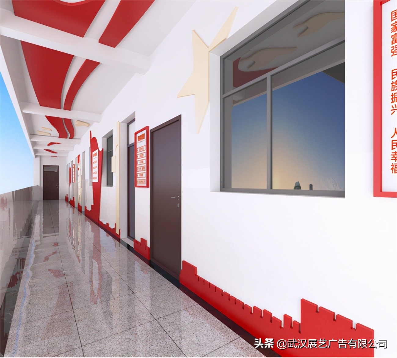 小学校园走廊设计效果图,高考教室走廊布置设计