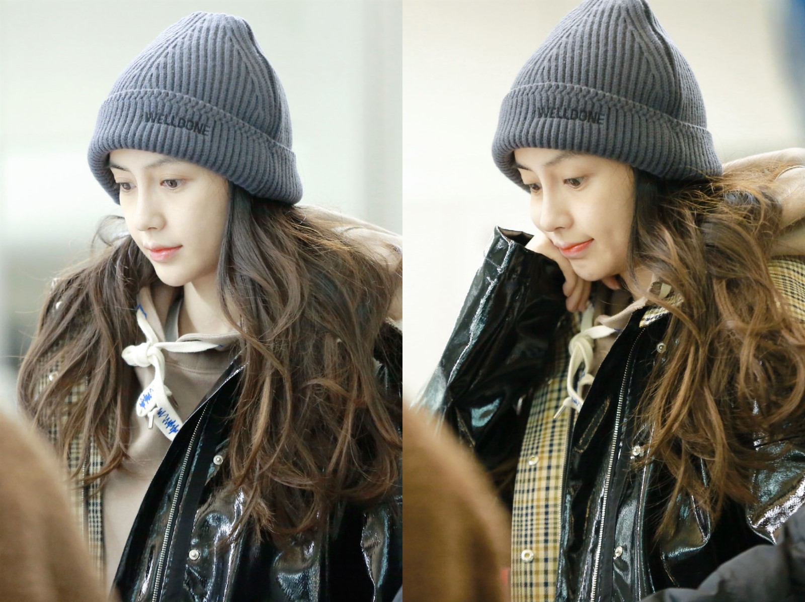 baby参加巴黎时装周粉色衣服,baby机场女卫衣