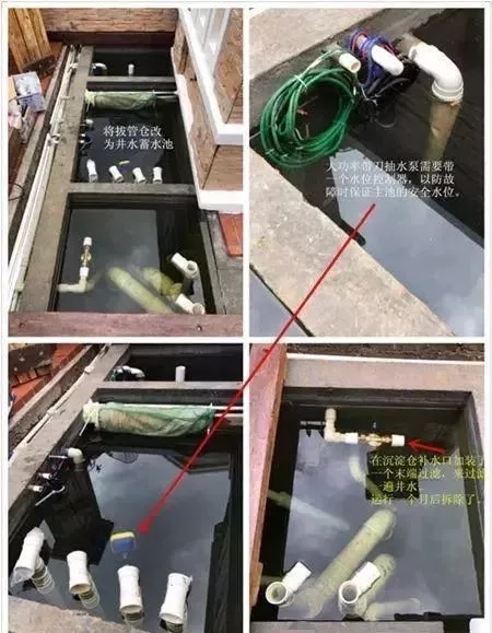 庭院锦鲤鱼池过滤改造,小院锦鲤鱼池建造过程