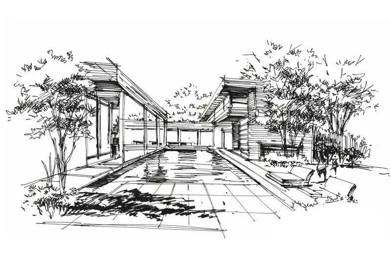 手绘效果图设计详解,干货五幅景观手绘效果图步骤图解