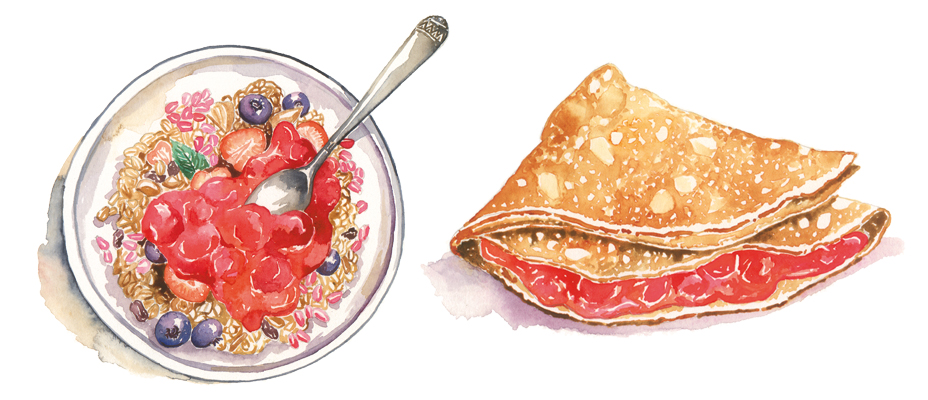 吃货插画师的美食日志，水彩食物插画：精美的手账学习素材