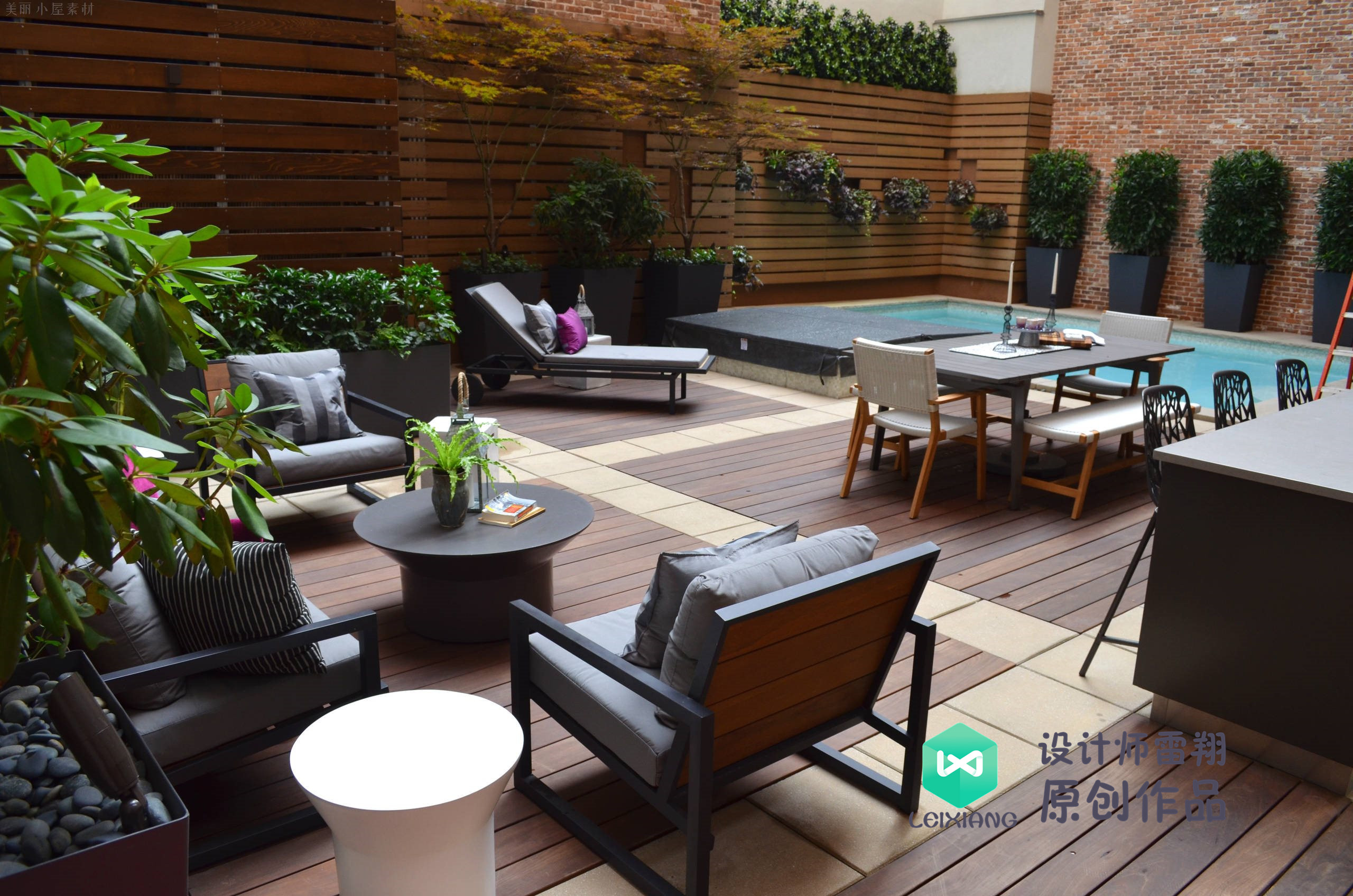 庭院防腐木颜色搭配效果图,庭院怎么铺装防腐木