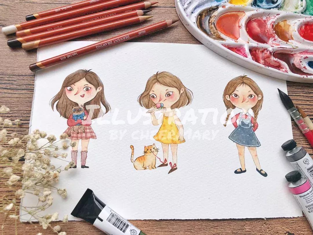 简笔画可爱小人插画,超萌可爱的插画小人