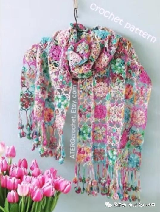 针织披肩作品,披肩花式围巾编织教程