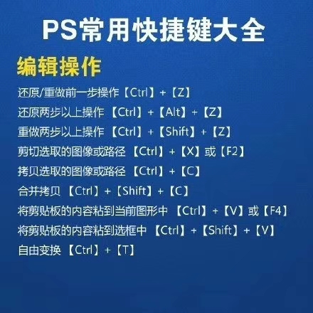 ps常用快捷键大全表格,ps向下合并快捷键