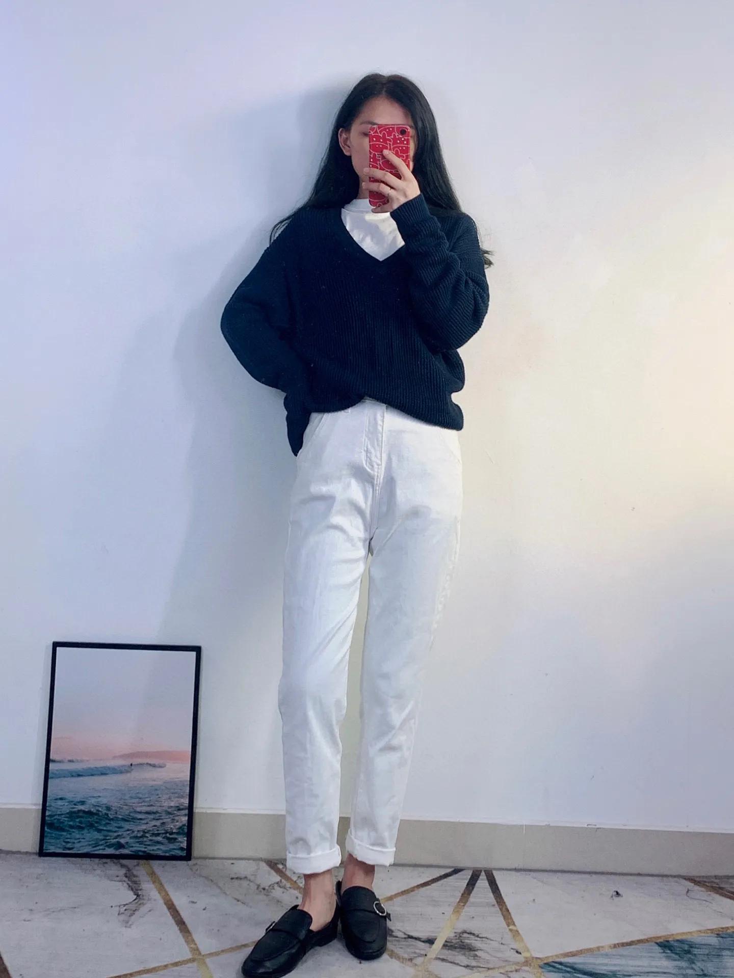 v领毛衣穿什么内搭好看,棒针v领显瘦毛衣