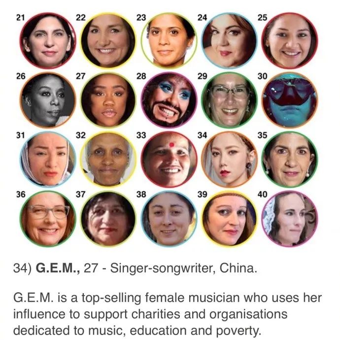 邓紫棋bbc百大女歌手,邓紫棋亚洲100名最美面孔