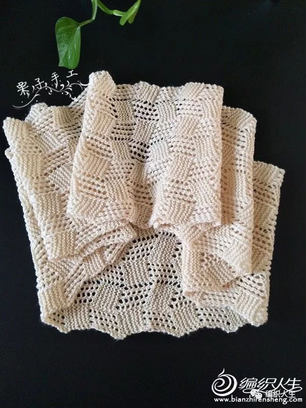 冰条线小麻花棒针围巾,儿童棒针双面叶子花围脖