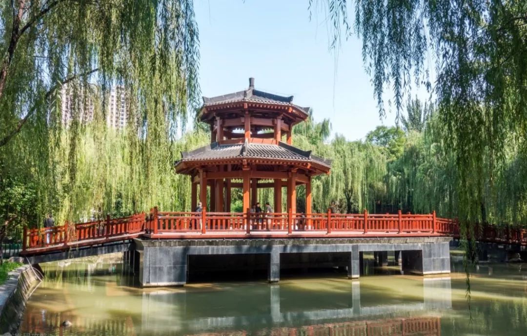 最美的西安公园风景图,西安桃花潭公园手绘导览图