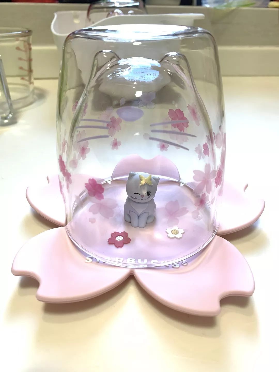 少女猫爪水杯,星巴克樱花猫爪杯