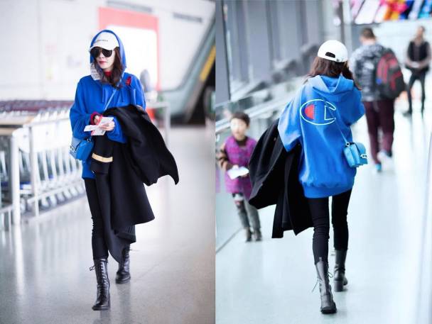 champion明星穿搭,全新champion冠军日版圆领卫衣