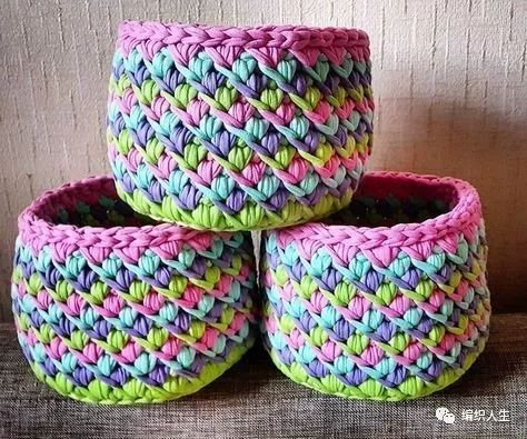 钩针收纳篮编织图解,钩针储物篮的图解