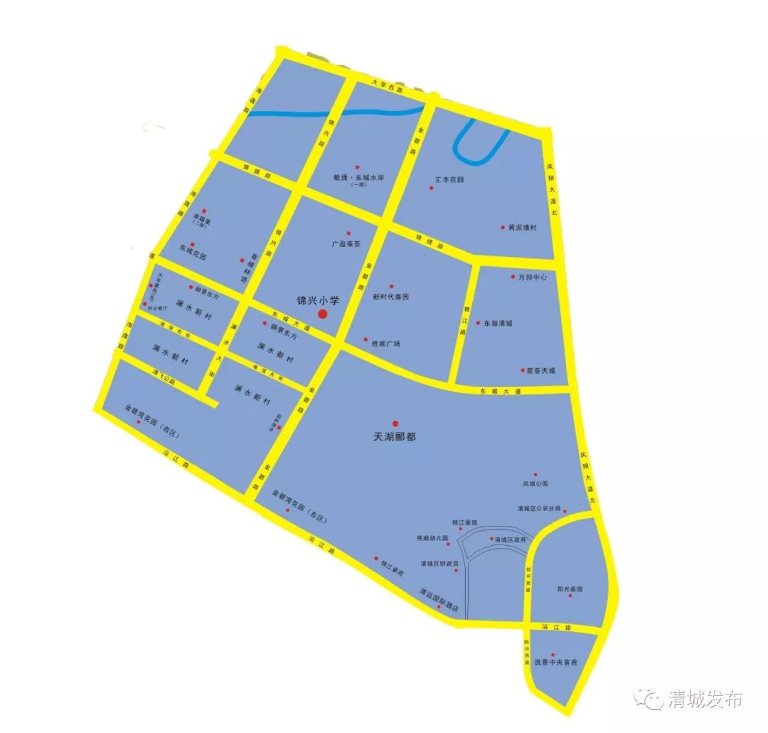 2023年清城区初中学区划分,2024年清城区东城街道学区分布图