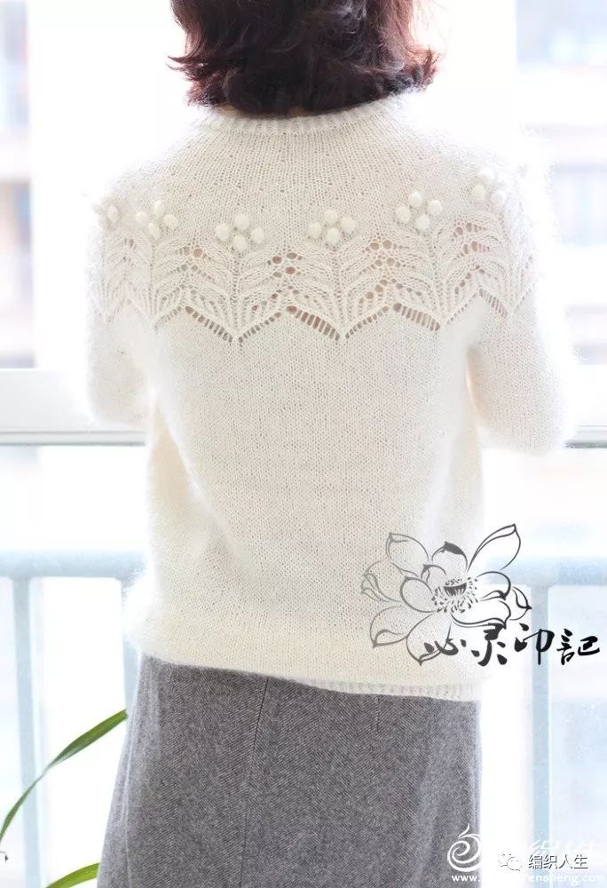棒针粗线毛衣新款短款一字肩,仿珍珠手工毛衣链