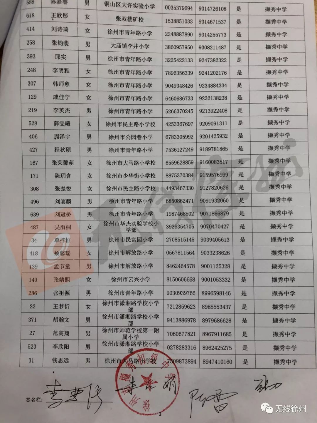 撷秀中学派位直播,撷秀二次摇号录取名单