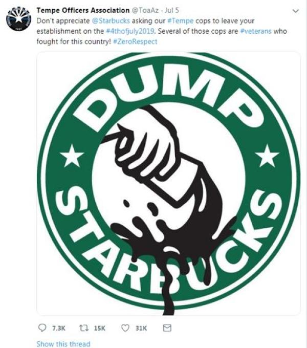 美亚利桑那州6名警察被店员“请”出星巴克，原因居然是...