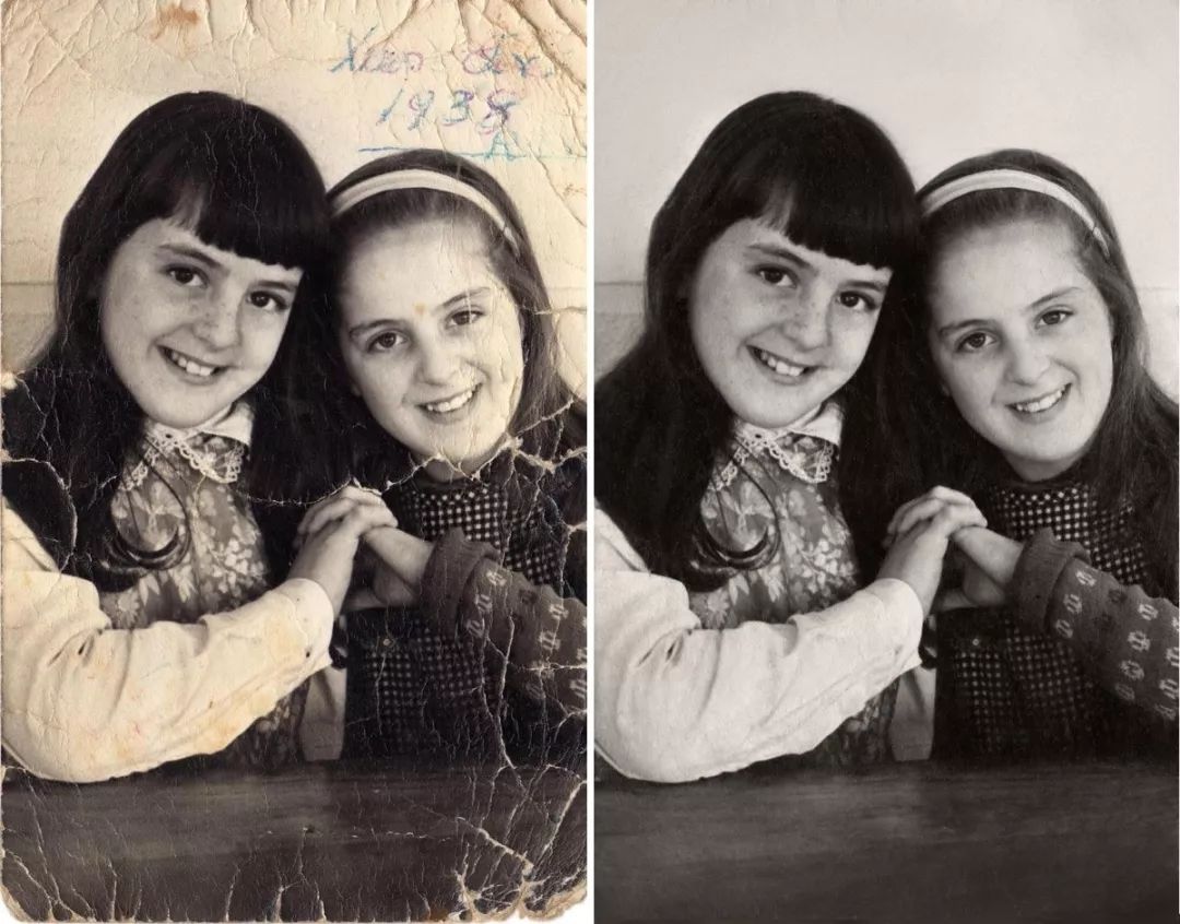 原来的老照片修复一下,修复污损老照片