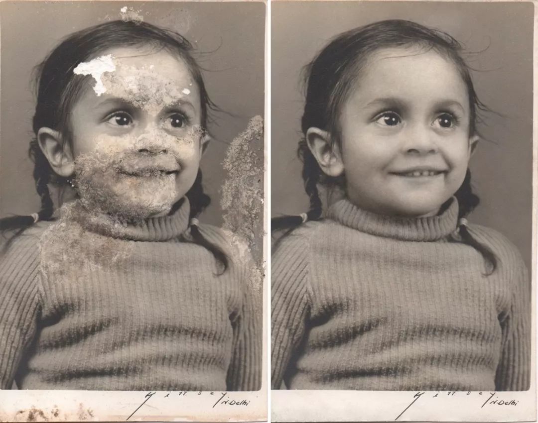 原来的老照片修复一下,修复污损老照片