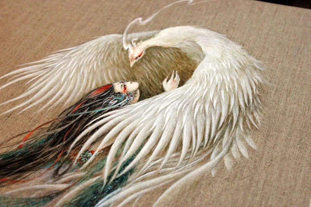 山海经异兽艺术画作,90后画家画山海经