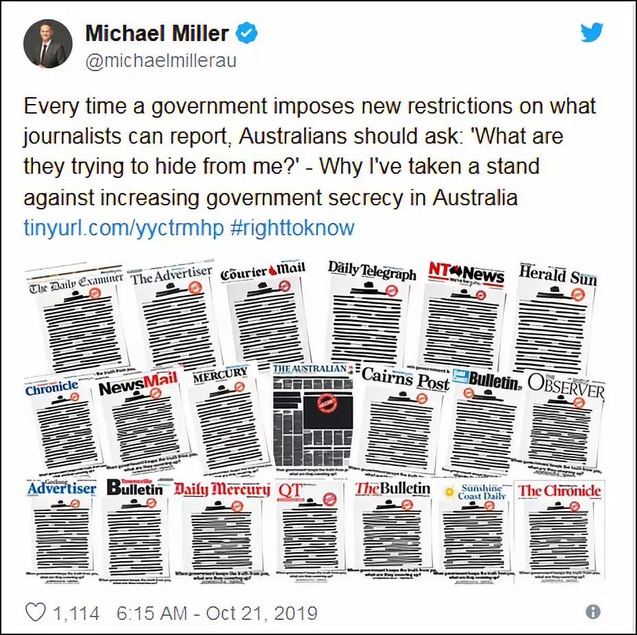 抗议政府限制新闻自由，澳媒集体涂黑头版