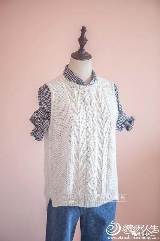 女款棒针宽松背心教程,达西妈妈女士圆领背心编织图解