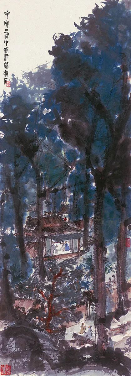 知音国画作品欣赏,傅抱石国画云山图