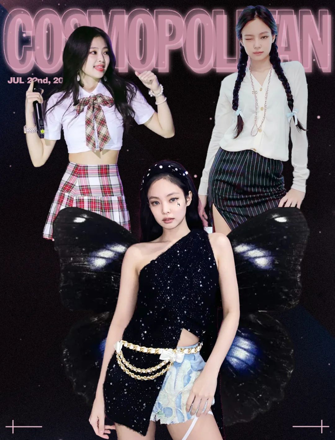 jennie黑色短裙舞台造型,jennie舞台短裙转圈