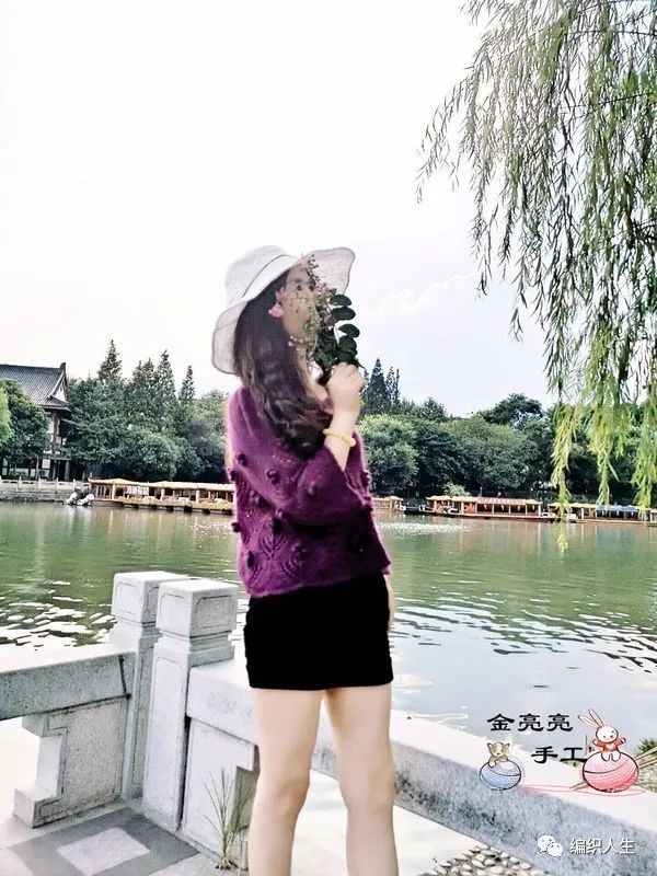 马海毛镂空套头衫编织,圆领长袖晕染彩绘马海毛套头衫