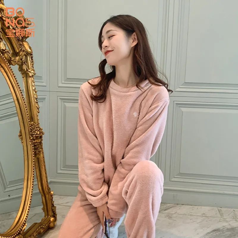 珊瑚绒睡衣冬季可外穿,双面珊瑚绒睡衣睡袍