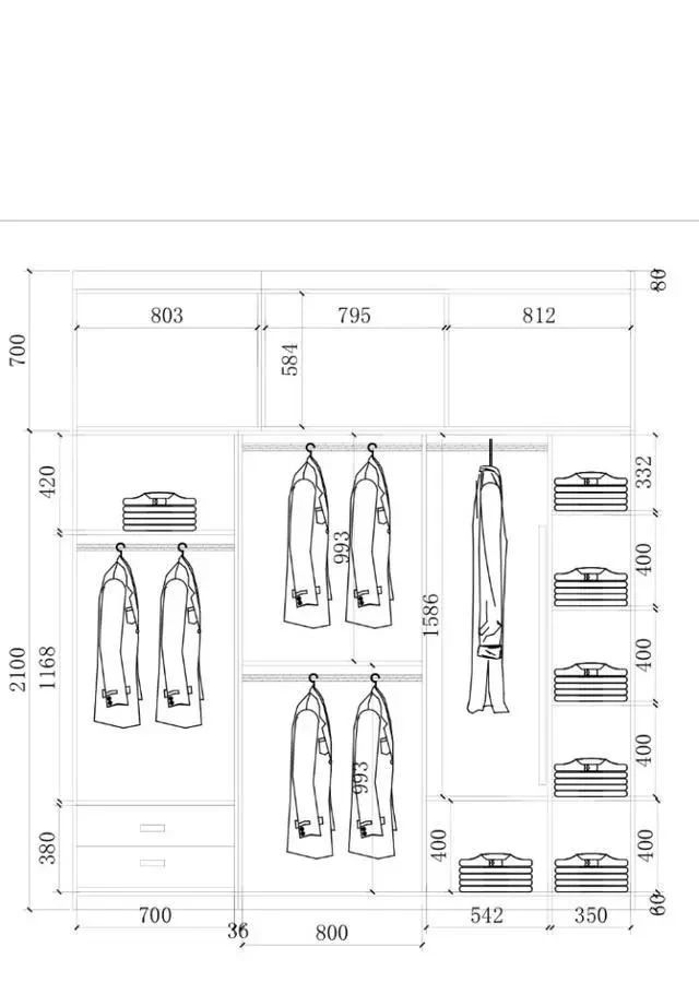 衣柜布局设计尺寸图,52公分的衣柜怎么设计
