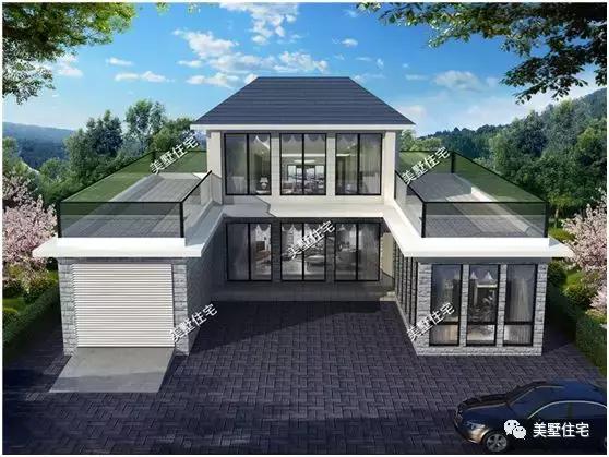 带锅炉的二层别墅图片,带车库锅炉房单独的一层农村别墅