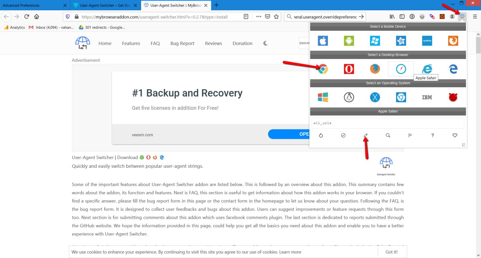 如何在Chrome，Edge，Safari和Firefox中更改用户代理