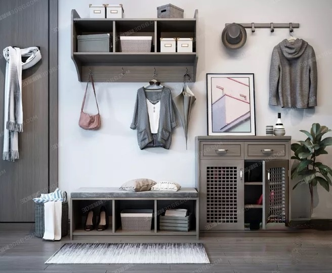 进门鞋柜空间不足怎么设计,小户型入户鞋柜设计不靠墙