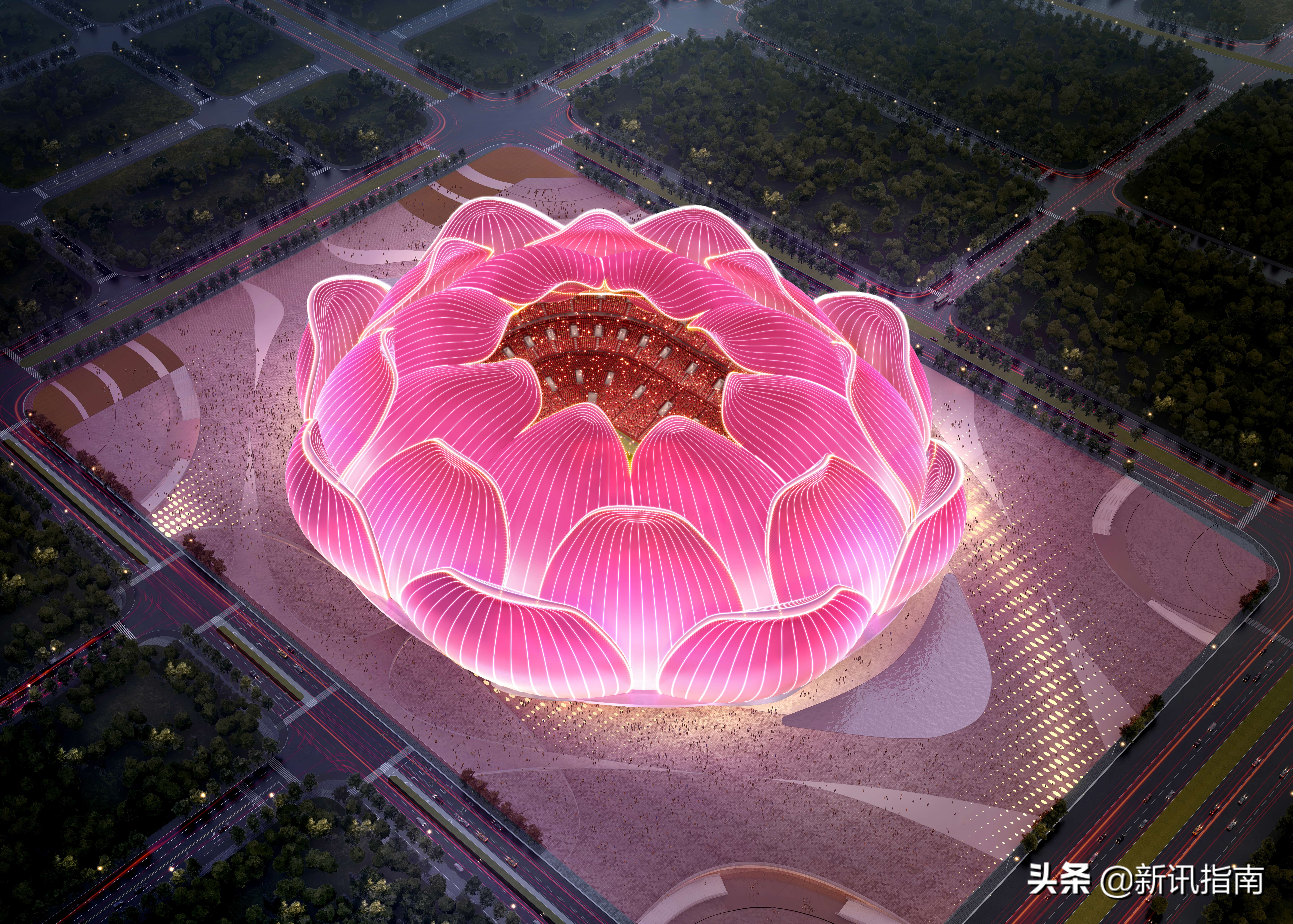 广州恒大足球场莲花造型被玩坏,恒大最惊艳的足球场