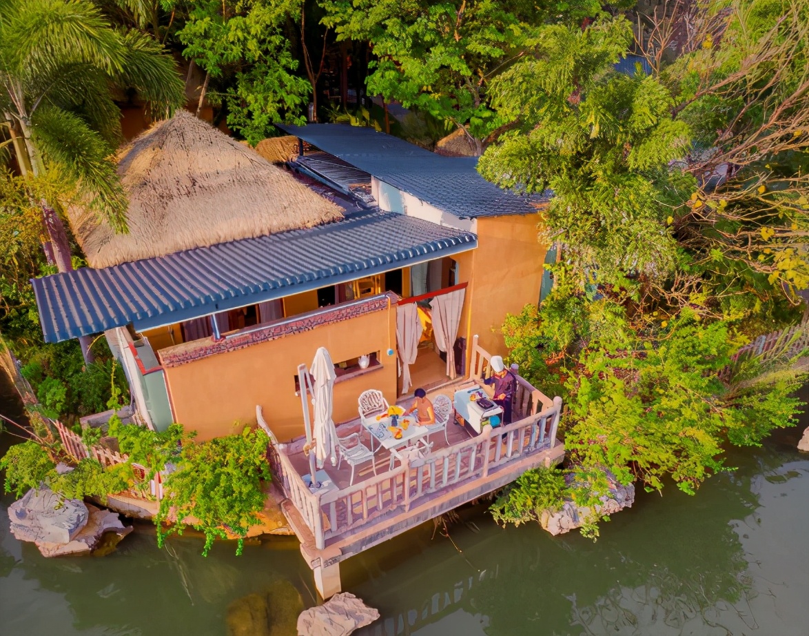 藏在河源爱心岛上的温泉民宿，巴厘岛风情小别墅，私家泡池，惊艳