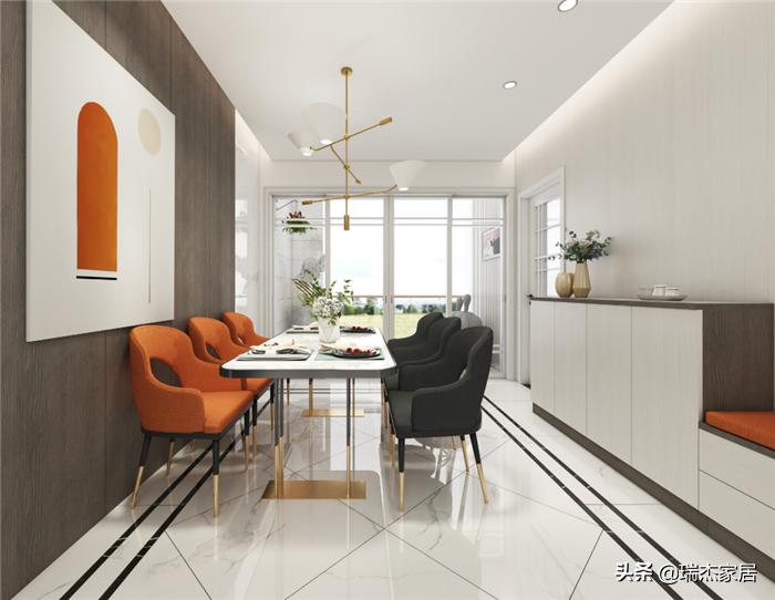 木饰面格栅轻奢风格装修效果图,黑白对比色彩构成简单图片