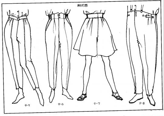 a字半身裙子的裁剪图及制作方法,前面裙子后面裤子裁剪图解