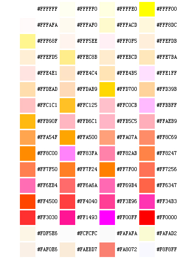 rgb和色彩搭配对照表,色彩rgb值对照表