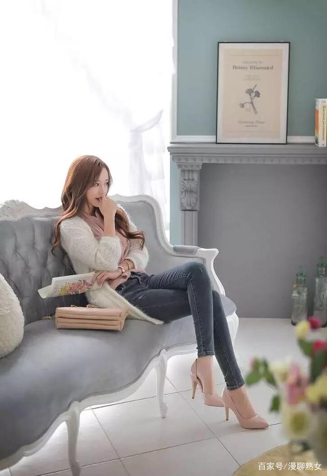 韩国模特孙允珠直筒牛仔裤衬衫休闲装扮网拍