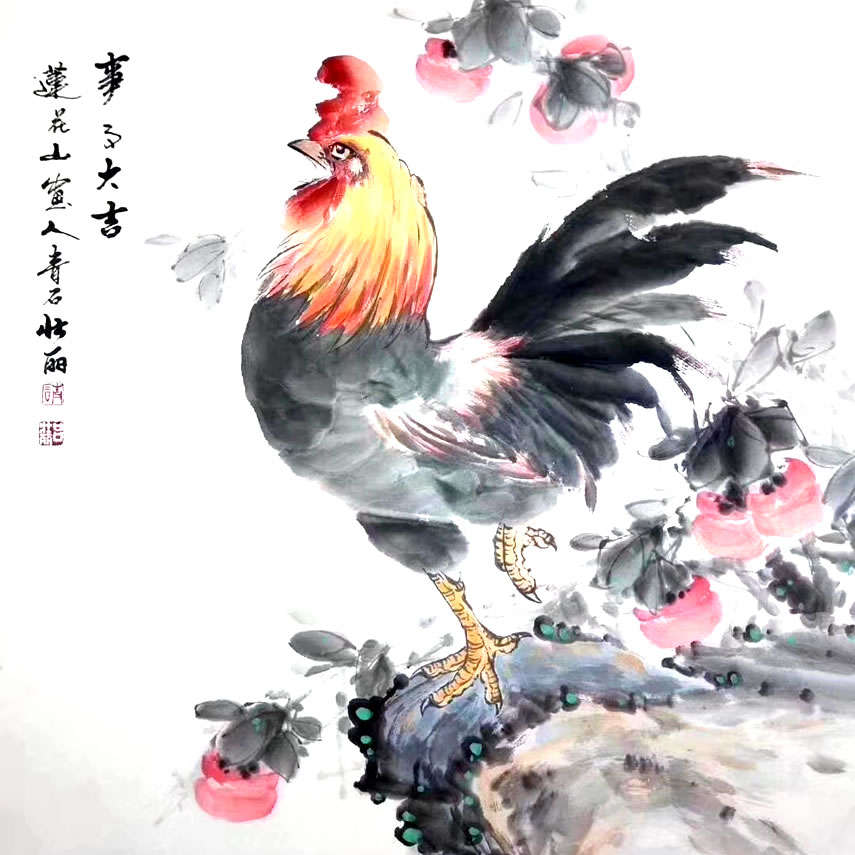 事事如意柿子壁纸可爱国画,事事如意国画中的柿子画法