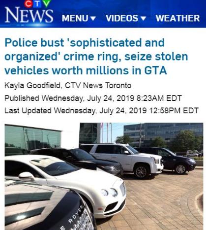 加拿大警方破获团伙偷盗千万豪车案!5人涉事其中2名是中国学生
