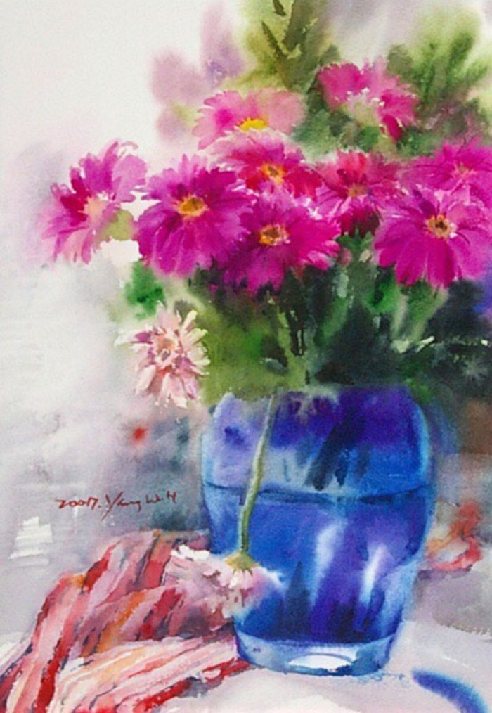 写实水彩花卉单体,细腻写实的花卉植物水彩手绘