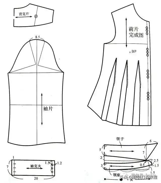 服装制版常用尺寸整理,服装衬衫打版制版图