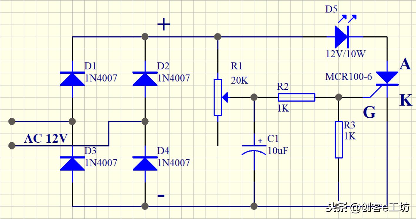 双向可控硅调光电路原理图,可控硅整流调光电路的制作与调试
