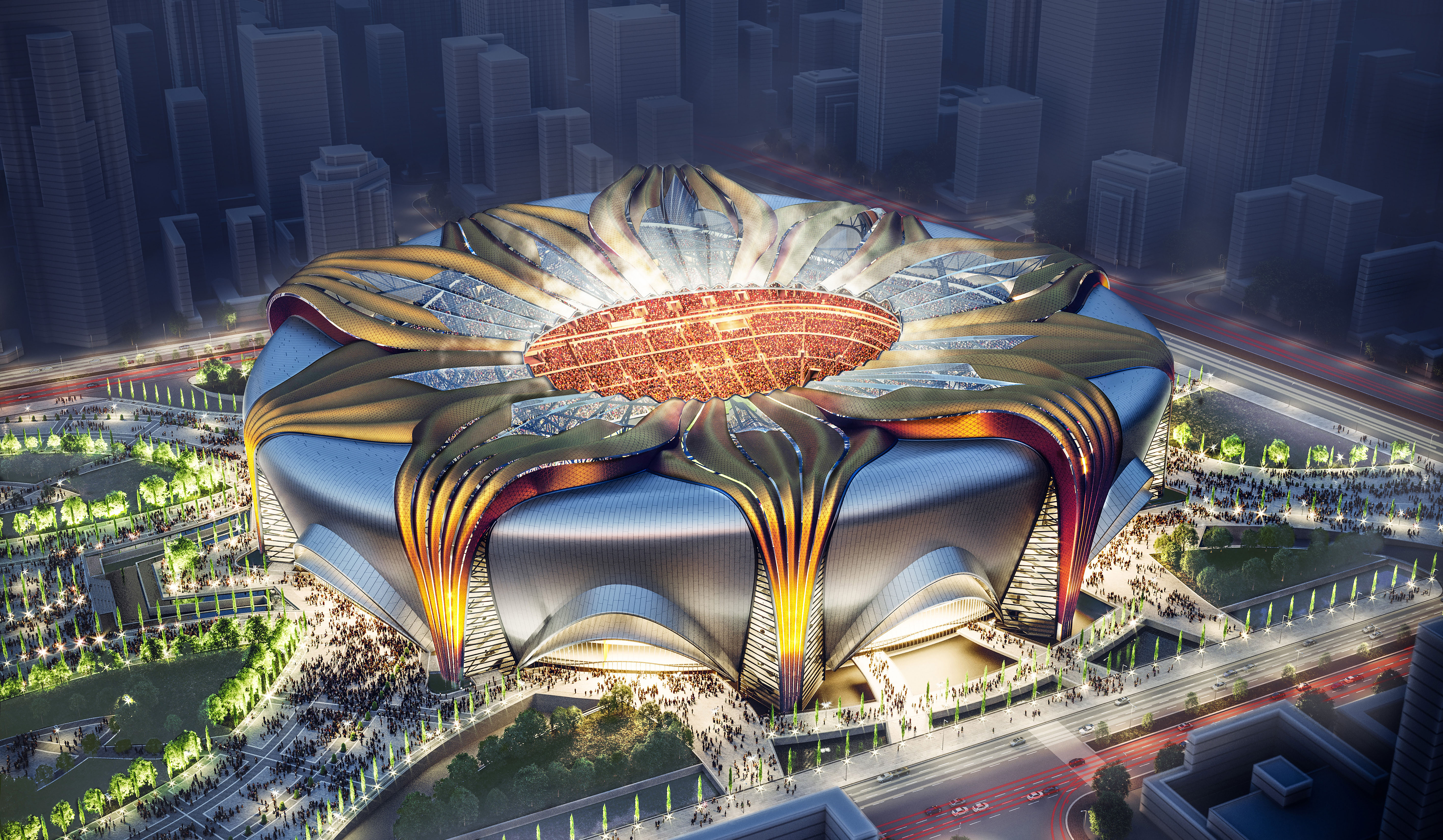 外国评论恒大球场全新设计方案,恒大球场设计