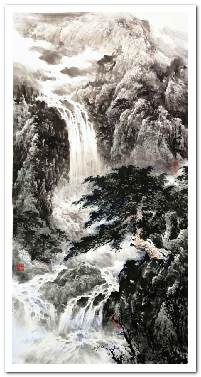 溪山山水画作品,郭金标高清山水画