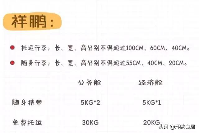 海外行李规定,最新各家航空公司行李规定