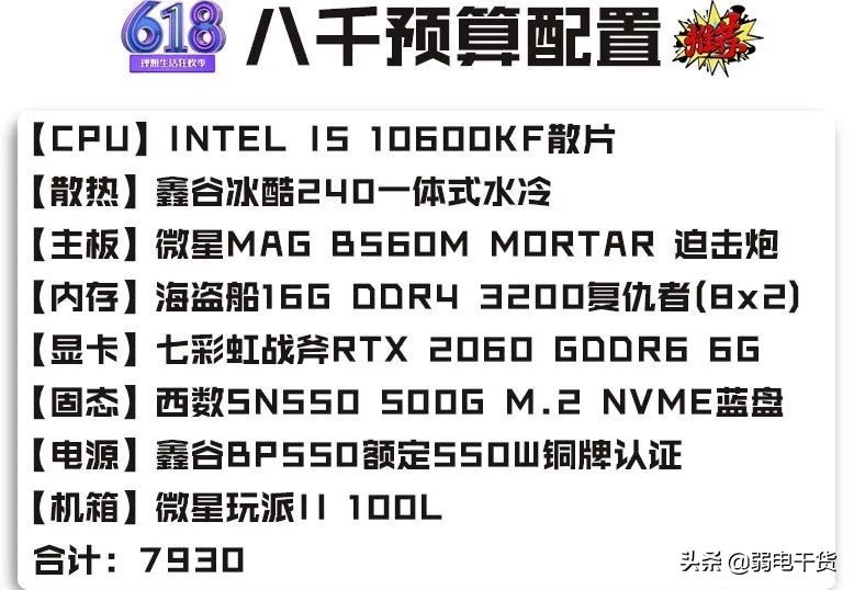2021年7月电脑组装配置推荐,2022年3月组装电脑最佳配置清单
